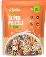 Alpino Super Muesli Nut Delight 400 G | Whole Oats & Whole Grain | Finest Nuts & Raisins | Real Freeze Dried Fruits | No Sugar Infused Fruits
