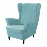 HOKIPO 210 GSM Premium Velvet Wingback Chair Slipcover Stretchable, Sky Blue (AR-4761-SBLU)