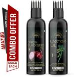 Desi Crew Onion Blackseed and Castor Oil for Skin, Body and Hair Care 100 ml Each
