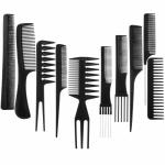 MAPPERZ Professional Multipurpose Hair Comb Set for Hair Cutting and Styling- Set Of 10, Black