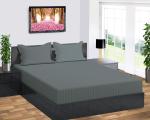 Tranquilord Dark Gery Cotton King Size Fitted Bedsheet With 2 Pillow Covers, 78X72 Inch