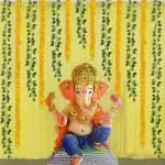 SpecialYou.in Ganesh Chaturthi Decoration Items for background, Yellow net Curtain Cloth Backdrop Combo with Artificial Marigold Flowers and Green Leaves Items pack of 12 Items