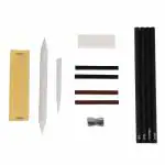 ArtRight Sketching and Drawing Art Kit (4 Graphite Pencils, 4 Compressed Charcoal Sticks, 2 Blending Stumps, Sandpaper Block, Eraser and Sharpener) - Pack of 13