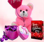 Midiron Valentine's Day Gift |Chocolate Day, Teddy Day, Purpose Day Gift|Valentine's Day Week Gift|Romantic Gift for Wife/Girlfriend/Husband/Lover with Chocolates, Love Card & Pink Teddy(I Love You)