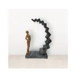 LETS CATCH UPP Stair Boy Thinking Man on Steps Figurine: Resin Life Motivation Decor for Home & Office | Handcrafted Room Decoration Showpiece Gift Item | 11 Inch