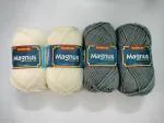 vardhman knitting yarn magnus yarn (Pack of 4 balls - each ball -100 gm) 2 CREAM & 2 GREY BALLS