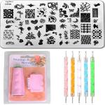 Royalkart Nail Art Stamping Kit Jumbo Image Plate With Multicolour Soft Nail Silicone Stamper and Scrapper