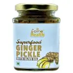 FORE HEALTH Ginger Pickle In Cold Pressed Extra Virgin Olive Oil And Apple Cider Vinegar Blend With Several Healthy Spices, Packed In Glass Jar safe for pickcle storage,, Adrakh Ka Achaar jaitoon ke tel mein (225gm X Pack Of 1)
