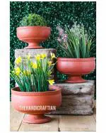 The Handicraftian Terracotta Stand Donga Planter/ Terracotta pots/ mitti ke potts/ Clay pots (Large)