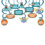 Festiko Team LSG Swirls & Cutouts (Set of 12 Pcs), Ipl Theme Swirls Decorations, Cricket Party Props, Ipl Cricket party supplies