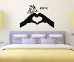 Lanstick Vinyl Black Love Heart Shape In Hands Image Self Adhesive Wall Sticker 24 inch