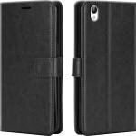 Tingtong Flip Cover Back Case for Vivo Y90 | Leather Finish | Inbuilt Stand & Pockets | Wallet Style Flip Back Case Cover for Vivo Y90 (Black)