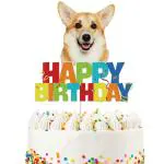 Festiko Dog Happy Birthday Cake Topper Puppy Pet Themed Bday Party Corgi Dog Cake Decor Party Decoration Supplies