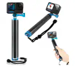 Tech Gear Carbon Fiber Waterproof Floating Hand Grip for GoPro Max Hero 11 10 9, Insta360 and Other Action Cameras, Underwater Selfie Stick Suitable for Surfing, Snorkeling, Underwater Shooting