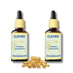 Clever Pure Sandalwood Essential Oil for Fragrance, Skin, Bathing (60ml) - Chandan Oil with Dropper for Stress Relief & Relaxation - Organic Oil for Aromatherapy, Diffuser, Soap & Candle Making Pack OF 2