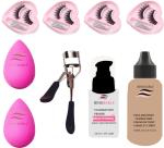 Buy Tya Eyelashes With Glue Curler And 2 Puff Primer Foundation (Set Of 3)