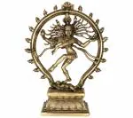 Idol Collections Gold Brass Nataraja Shiva Statue, Idol Collections Large Krishna Playing Flute 36 Inch