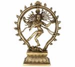 Idol Collections Gold Brass Nataraja Shiva Sculpture Handmade Antique Dancing Nataraj Statue, 13 Inch