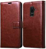 BINTAGE Wallet Case Cover for Samsung Galaxy J2 2018 (Brown, Dual Protection, Pack of: 1)