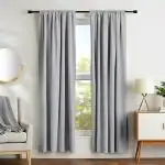 Parda Online Light Grey 3 Layer Blackout Solid Rod Pocket Plain Window Curtain 9ft, (Pack of 4)