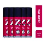 Z Men's Classic Deo, 75ml X 5, Woody, Musky Fragrance, Luxury deodorants, Prevents Odor, Refreshing Premium Aromatic Long lasting Perfume, Body Spray for Party, Office, Date (Pack of 5)