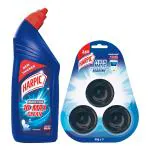 Harpic Flushmatic In-Cistern Toilet Cleaner Blocks, Marine 150g & Harpic Disinfectant Toilet Cleaner Liquid Original