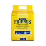 Friends Economy Adult Diapers Tape Style - 10 Count (Large) with odour lock and Anti-Bacterial Absorbent Core- Waist Size 29.53 - 57.09 Inch ; 75 - 145 Cm