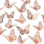 SpecialYou.in Rose Gold Butterfly Wall Sticker for Kids Room Decoration Items for Wall Decor of Home, 3D Butterflies for Bedroom, Living Room, Hall, Artificial Stickers, Show Piece - Pack of 12 Item