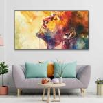 CREATIVEDECORE Vibrant-Watercolor-Painting-Man-With-Eyes-Closed-Reflecting-Peace-Introspection-Colorful-Abstract-Style Canvas Wall Painting For Living Room, Bedroom, Office. | Size-(18x36)