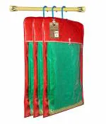 atorakushon Satin Hanging Saree Cover Wardrobe Cloth organizer for Storage Rack Garment Storage Bags Pack of 3 Pcs Maroon