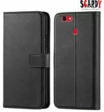 SCARDY OPPO F5 BACK COVER / LEATHER FLIP COVER / BLACK COLOR