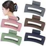 Samyak Pack of 5 Korean Trend Matte Geometric Shaped Strong Hold Non Slipped Hair Clip Barrette Claw Clutcher Jaw Clamp Hair Accessories For Women & Girls,Random Colors