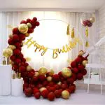 TTimmo4 Red Birthday Decoration Items - 47 Pcs, Red and Golden Balloons for Decoration | Happy Birthday Banner (Cardstock) | Birthday Decorations For Wife | Birthday Decorations for Husband