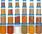 SELECTOR Blue Plastic Combo Set - Kitchen Storage Grocery Container Canister Dibba Boxes (1200, 1000, 750 And 350 ml)Pack of 24