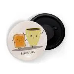 Dhcrafts Pink Metal Best Friends Bread Butter Coffee Tea D11 Printed Fridge Magnet, 5.8 Cm