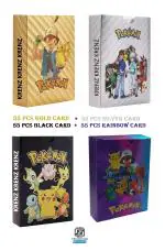 MOONZA Pokemon Playing Cards 55 Gold, 55 Silver, 55 Rainbow & 55 Black Set Of 220 Cards (Multicolor)
