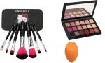bingeable Powder Sponge With Hb Gold Rose Palette 7In1 Soft Makeup Brushes (Set Of 3)