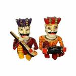 Wooden Palm Multicolor Wooden Musician Playing Sitar Figurine (Pack of 2)/Multicolor / 25.4L x 19.1W x 20.3H Centimeters