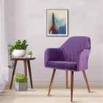 Vergo Plush Dining Chair Velvet Upholstery with Cushion Seat (Purple)
