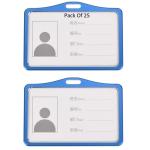 Shining Zon Natural Hard Metal Aluminum Alloy PVC ID Card Holder Badge with Scratch Guard for Office ID Cards Only (Blue Horizontal - 25)