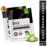 BSY Noni Dark Brown 5 Minutes Hair colour shampoo (20ml x 10 Sachets) , Ammonia Free
