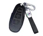 JVCV Maruti Suzuki Baleno and Ciaz Black Faux Leather Lychee Pattern Key Cover