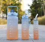 VPVDZ Set of 3 Water Bottle with Motivational Time Marker, Leakproof Motivational Bottle