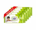 Little Angel Gentle Soft Cleansing Baby Wipes 360 Count Lid Pack with Aloevera & Vitamin E, Combo Pack of 5, 72 Count/Pack