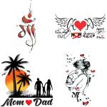 Temporary Tattoowala Wing Mom Dad love Designs Pack of 4 Temporary Tattoo Sticker For Men and Woman Temporary body Tattoo (2x4 Inch)