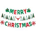 Festiko Merry Christmas Banner & Felt Christmas Tree Bunting (Pack of 2 sets), Christmas Banners