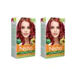 Nisha Creme Hair Color for Women - Cherry Red, 120gm, Long-lasting, 100% Grey Coverage Permanent Hair Colour for Soft, Shiny, Healthy Hair (Pack of 2)