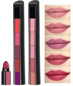 Bingeable Multicolor 5 In 1 Matte Lipstick The Red And Nude - 30 Ml (Pack Of 2)