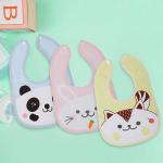 100% Cotton Feeding Bibs Panda Rabbit Cat Print Pack of 3, Fast Dry, Super Soft (Multicolor)