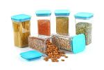 Machak Blue Plastic Air Tight Modular Kitchen Storage Container, 1100 Ml (Pack Of 6)